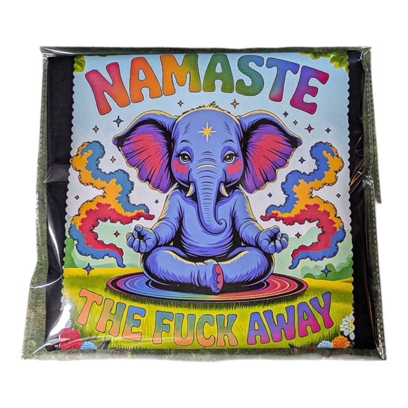 Funny Humor Namaste the Away Black Graphic V Neck T Shirt Size Large NWOT - Picture 6 of 6